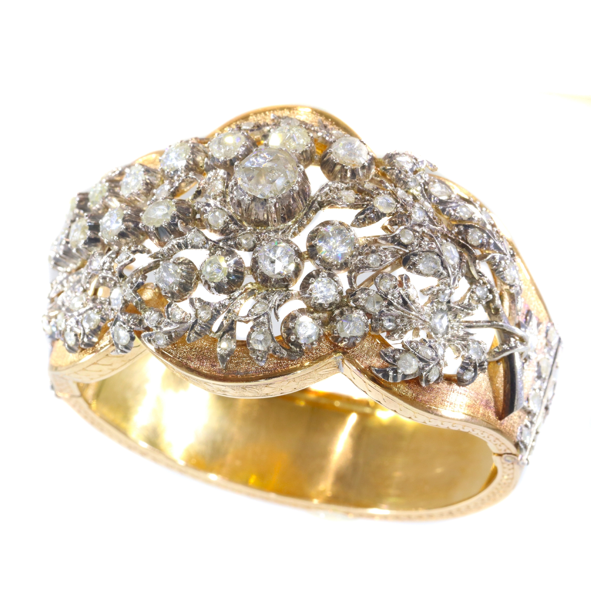 Vintage Fifties antique style diamond gold bangle
